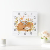 睡眠の子鹿の柱時計 スクエア壁時計 (ホーム)