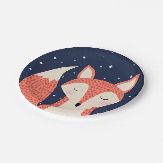 睡眠の孤の森林誕生日のテーマの子供のギフト ペーパープレート (アングル)