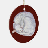 睡眠の宝物白い猫の絵画の芸術 セラミックオーナメント (右)