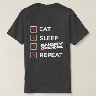 睡眠の怒っているGranpaの繰り返しの記念物のTシャツを食べて下さい Tシャツ