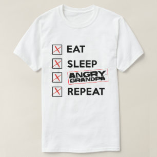 睡眠の怒っているGranpaの繰り返しの記念物のTシャツを食べて下さい Tシャツ