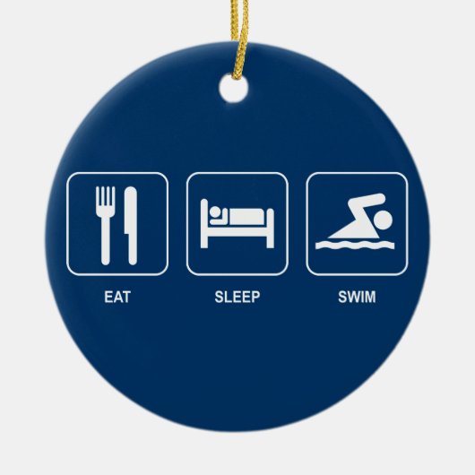 睡眠の水泳のオーナメントを食べて下さい セラミックオーナメント (正面)