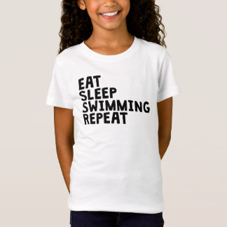 睡眠の水泳の繰り返しを食べて下さい Tシャツ