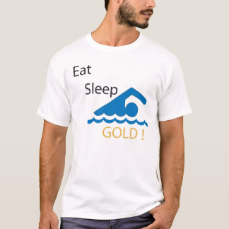 睡眠の水泳の金ゴールドを食べて下さい! Tシャツ
