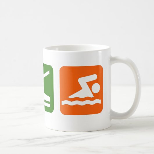 睡眠の水泳を食べて下さい コーヒーマグカップ (右)