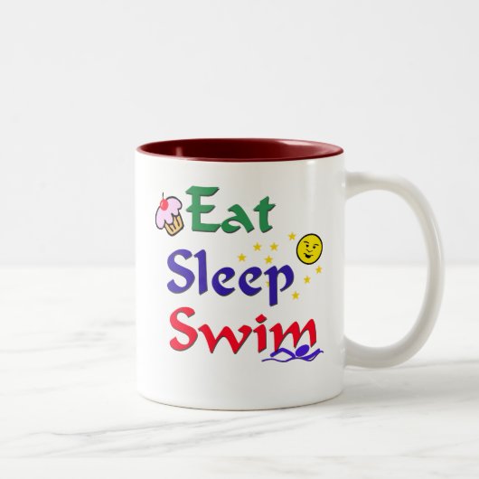 睡眠の水泳を食べて下さい ツートーンマグカップ (右)