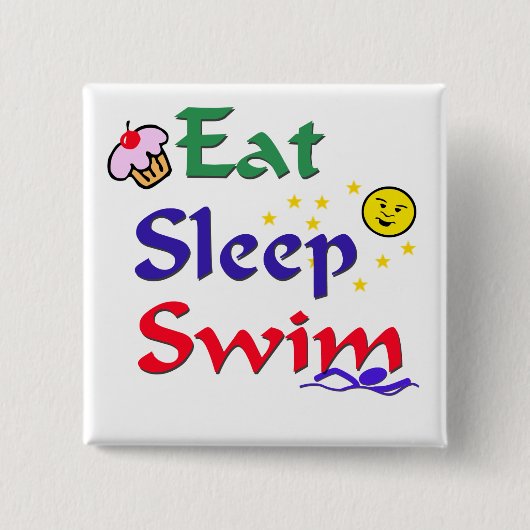 睡眠の水泳を食べて下さい 缶バッジ (正面)