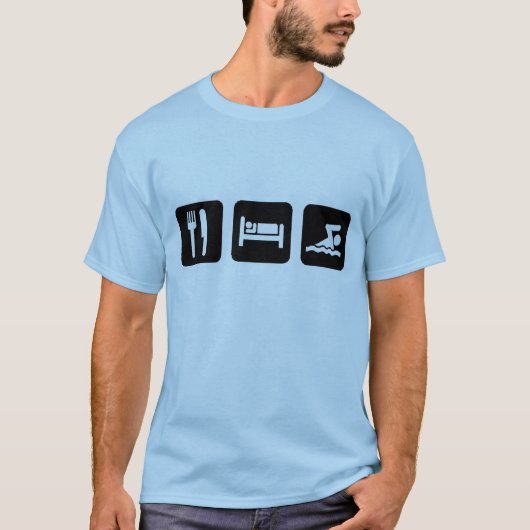睡眠の水泳を食べて下さい Tシャツ (正面)