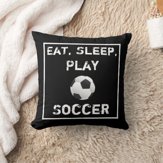 睡眠の演劇のサッカーの黒く及び白い枕を食べて下さい クッション (ブランケット)