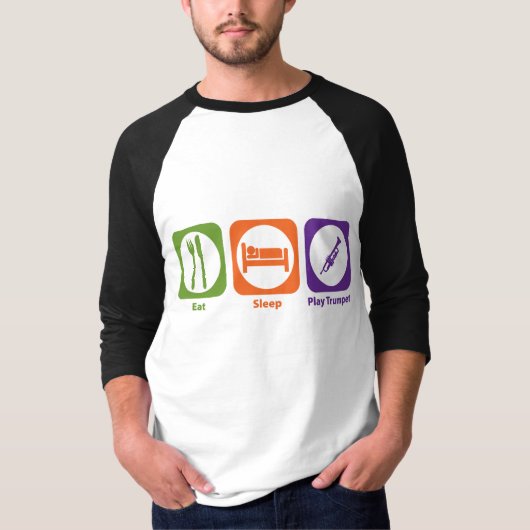 睡眠の演劇のトランペットを食べて下さい Tシャツ (正面)