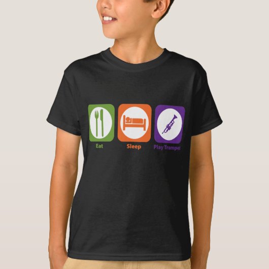 睡眠の演劇のトランペットを食べて下さい Tシャツ (正面)