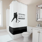 睡眠の演劇のホッケーの白黒のホッケー選手を食べて下さい シャワーカーテン (インサイチュ)