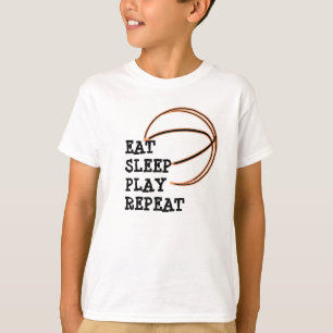 睡眠の演劇の繰り返しのバスケットボールのワイシャツを食べて下さい Tシャツ