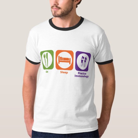 睡眠の練習の免疫学を食べて下さい Tシャツ (正面)