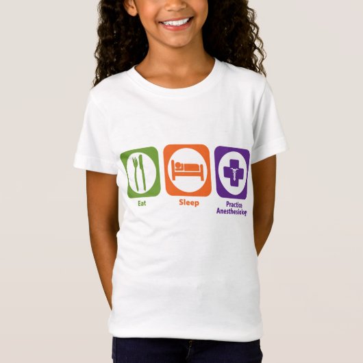睡眠の練習の麻酔科学を食べて下さい Tシャツ (正面)