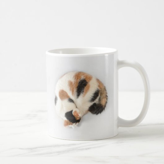 睡眠の茶色のぶち猫のマグ コーヒーマグカップ (右)