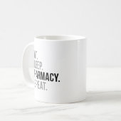 睡眠の薬学の繰り返しを食べて下さい コーヒーマグカップ (正面左)
