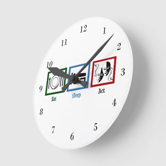 睡眠の行為を食べて下さい ラウンド壁時計 (傾斜)