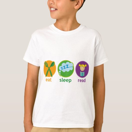 睡眠の読書の愛書家の女の子のギフトを食べて下さい Tシャツ (正面)