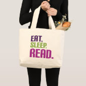 睡眠の読書を食べて下さい ラージトートバッグ (正面(商品))