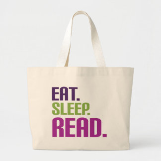 睡眠の読書を食べて下さい ラージトートバッグ