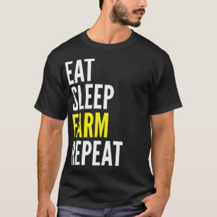 睡眠の農場の繰り返しのおもしろTシャツを食べて下さい Tシャツ