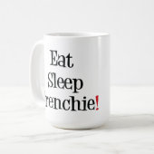 睡眠のFrenchieのマグを食べて下さい コーヒーマグカップ (正面左)