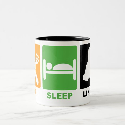 睡眠のLINUXを食べて下さい ツートーンマグカップ (中央)