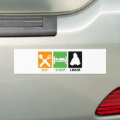 睡眠のLINUXを食べて下さい バンパーステッカー (車上)