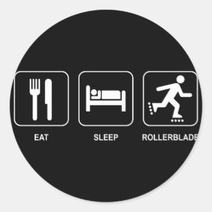 睡眠のRollerbladeのステッカーを食べて下さい ラウンドシール