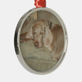 睡眠のweimaranerの子犬のクリスマスのオーナメント メタルオーナメント (右)