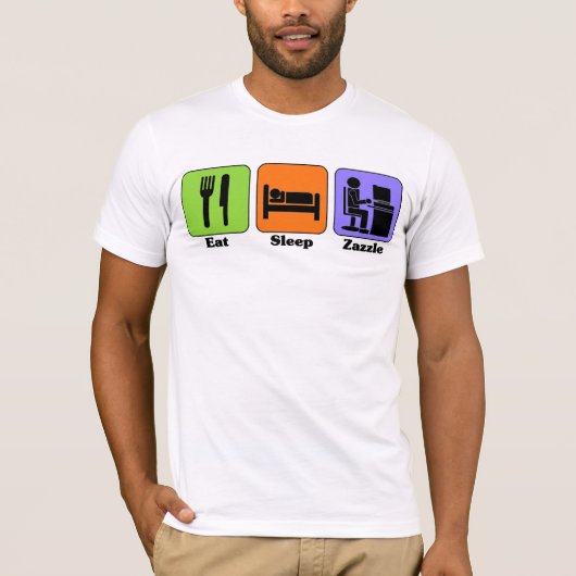 睡眠のZazzleのTシャツを食べて下さい Tシャツ (正面)
