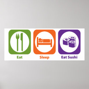 睡眠を食べます寿司を食べて下さい ポスター