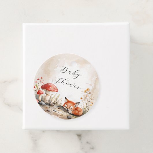 睡眠キツネベビーシャワーメッセージカード フェイバータグ (インサイチュ)