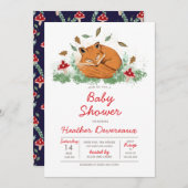 睡眠キツネベビーシャワー 招待状 (正面/裏面)