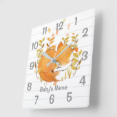 睡眠キツネ子供部屋壁時計 スクエア壁時計 (傾斜)