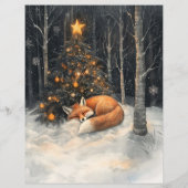 睡眠キツネ素朴クリスマスクラップブック紙 (裏面)