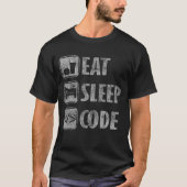 睡眠コードおもしろいで動揺してなコーディングを食べて下さい Tシャツ (正面)