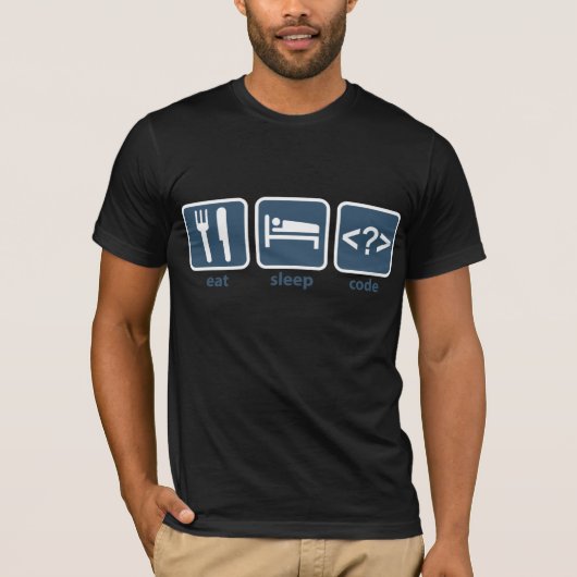 睡眠コードを食べて下さい Tシャツ (正面)