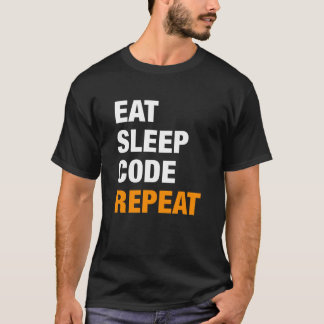 睡眠コード繰り返し|のプログラマーのワイシャツを食べて下さい Tシャツ