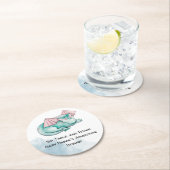 睡眠ターコイズドラゴンベビーシャワーコースター ラウンドペーパーコースター (インサイチュ)