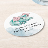 睡眠ターコイズドラゴンベビーシャワーコースター ラウンドペーパーコースター (アングル)