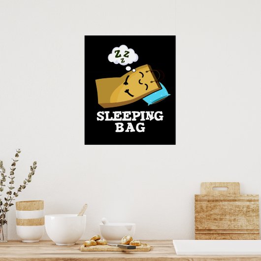 睡眠バッグおもしろい紙バッグプンダークBG ポスター (キッチン)