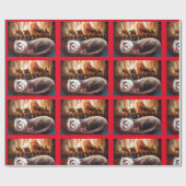 睡眠フェレット暖炉ラッピング紙 ラッピングペーパー (フラット)