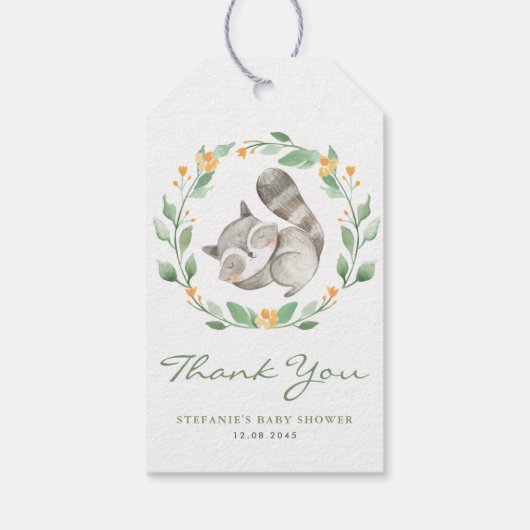 睡眠ベビーラクーンリースベビーシャワーありがとう ギフトタグ (裏面)