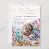 睡眠ベビー人魚クラムシェルベビーシャワー 招待状 (正面)