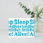 睡眠不足だが、まだ青く生きている ポストカード (スタンド正面)