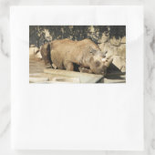 睡眠中のサイ 長方形シール (バッグ)