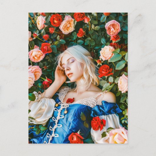 睡眠中の美しい間のバラ ポストカード (正面)