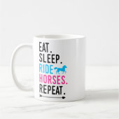 睡眠乗食べ馬のリピーター馬に乗る馬術 コーヒーマグカップ (左)